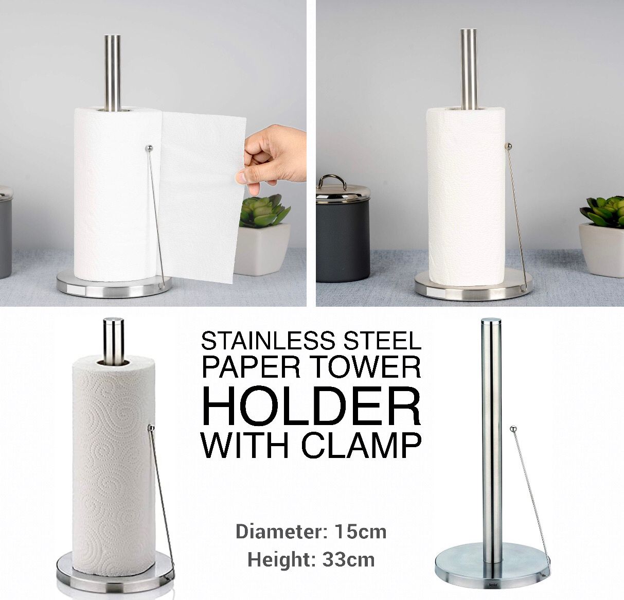 Paper Roll Holder W/Clamp
