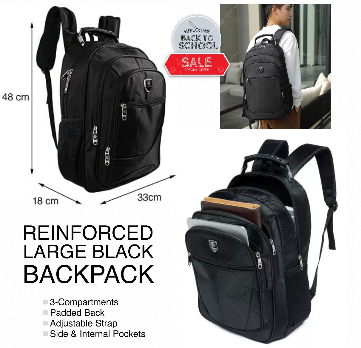 Large Black Backpack