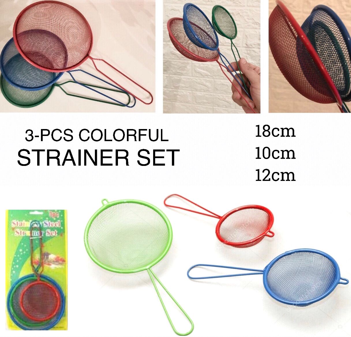 3-Pcs Colorful Strainers
