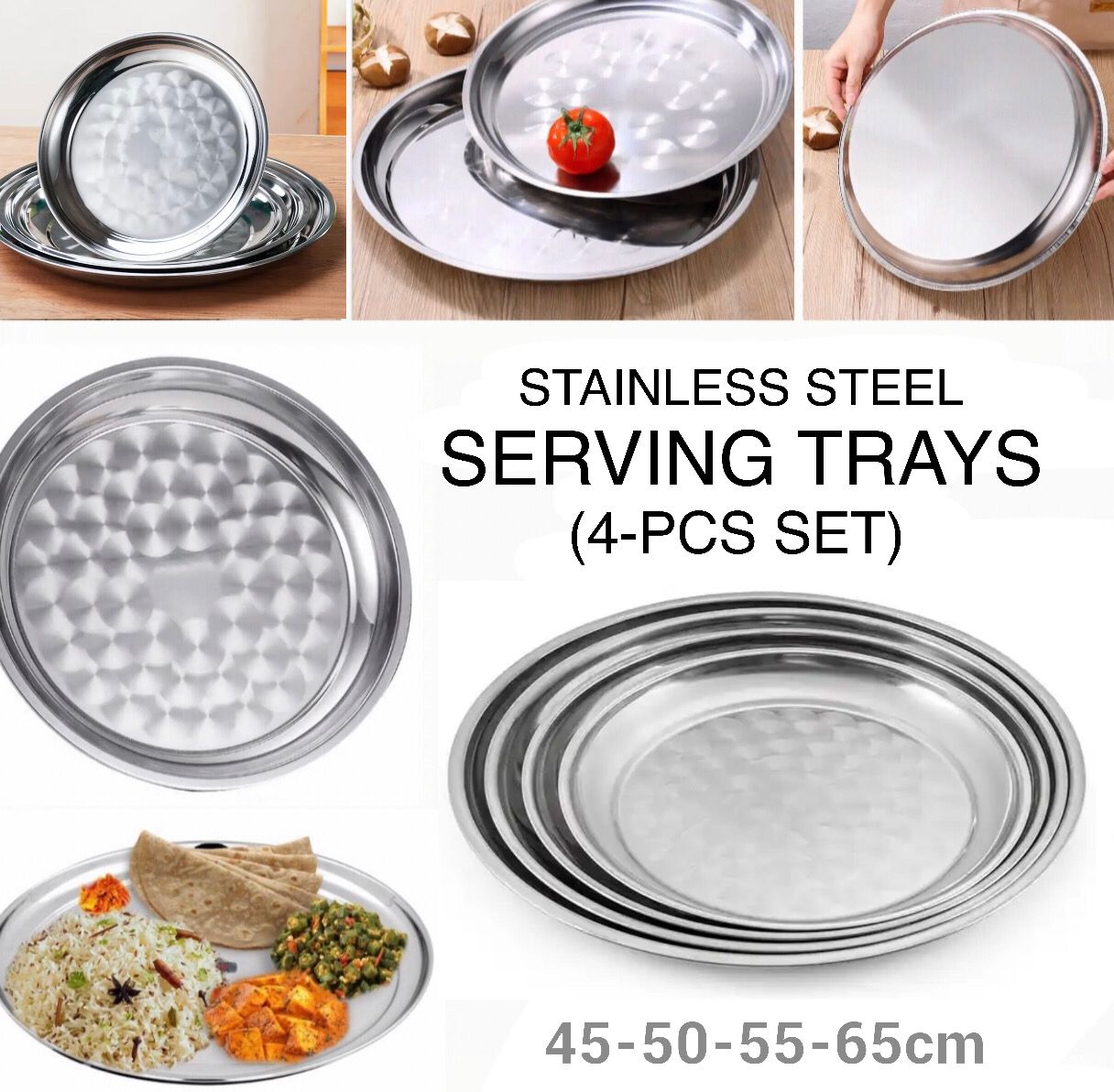 4-Pcs Round Trays