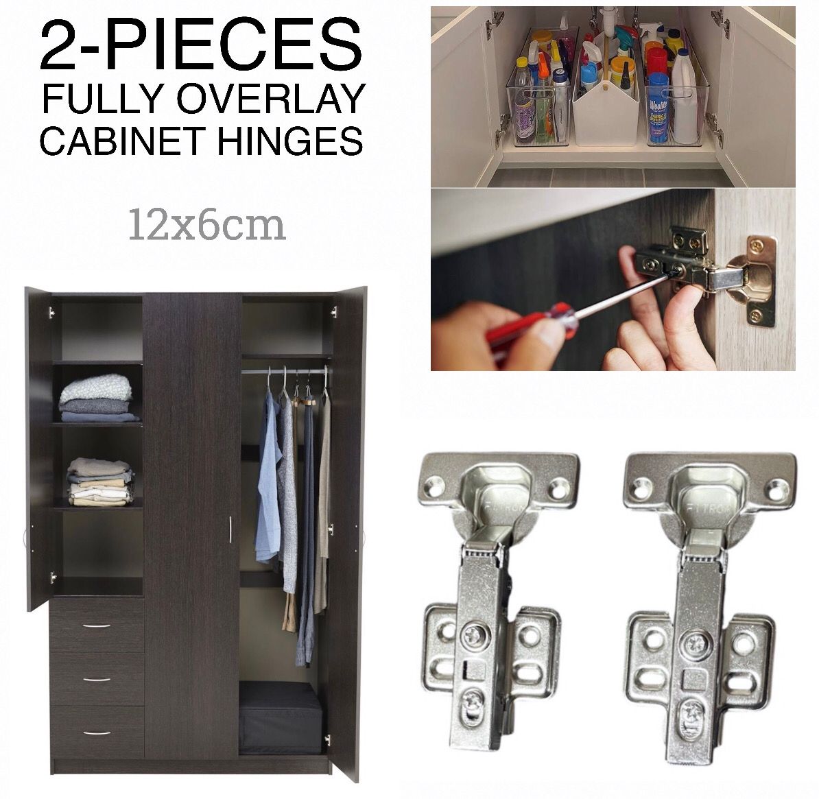 2-Pcs Cabinet Hinges