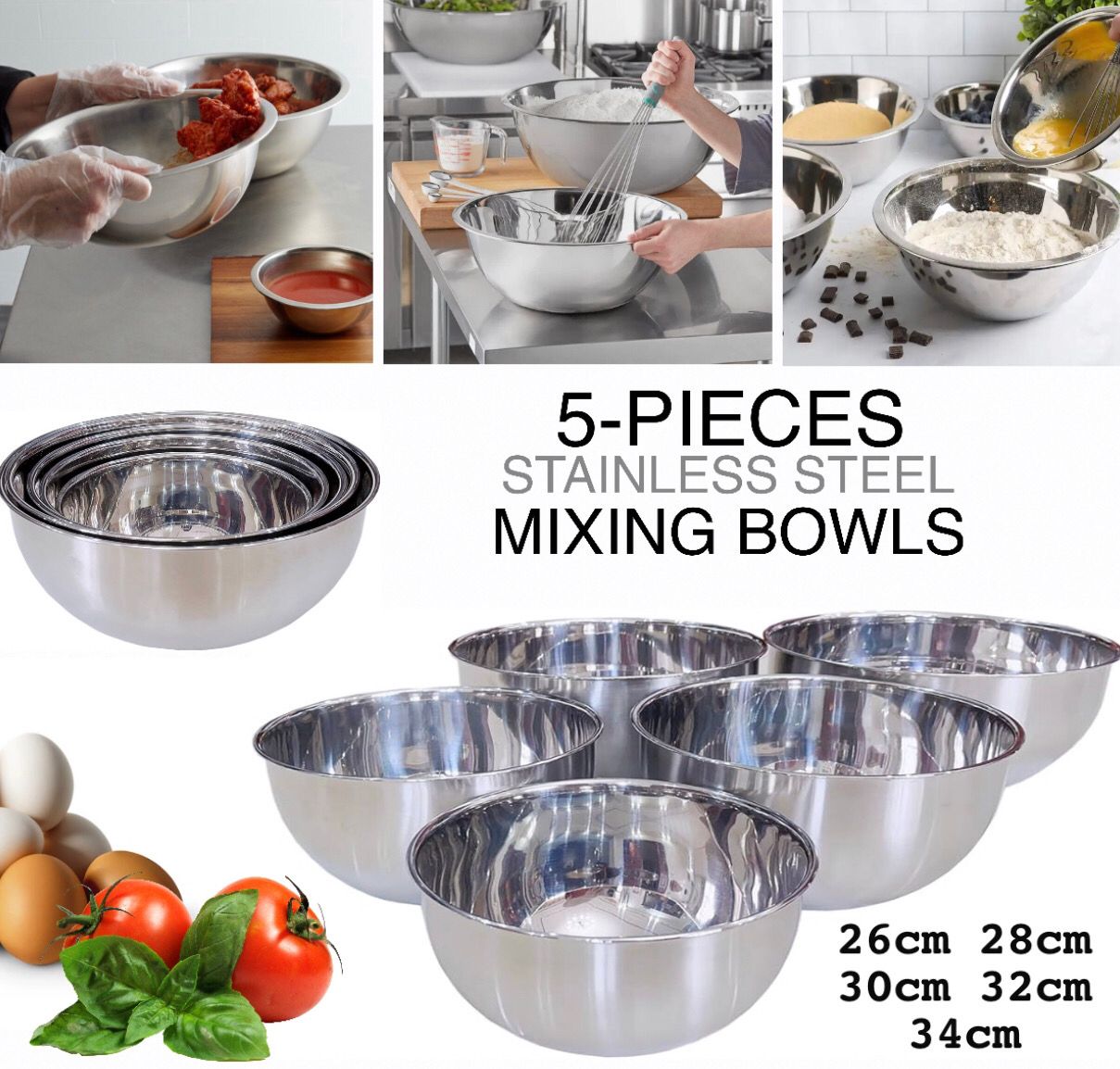 5-Pcs Stainless Bowls