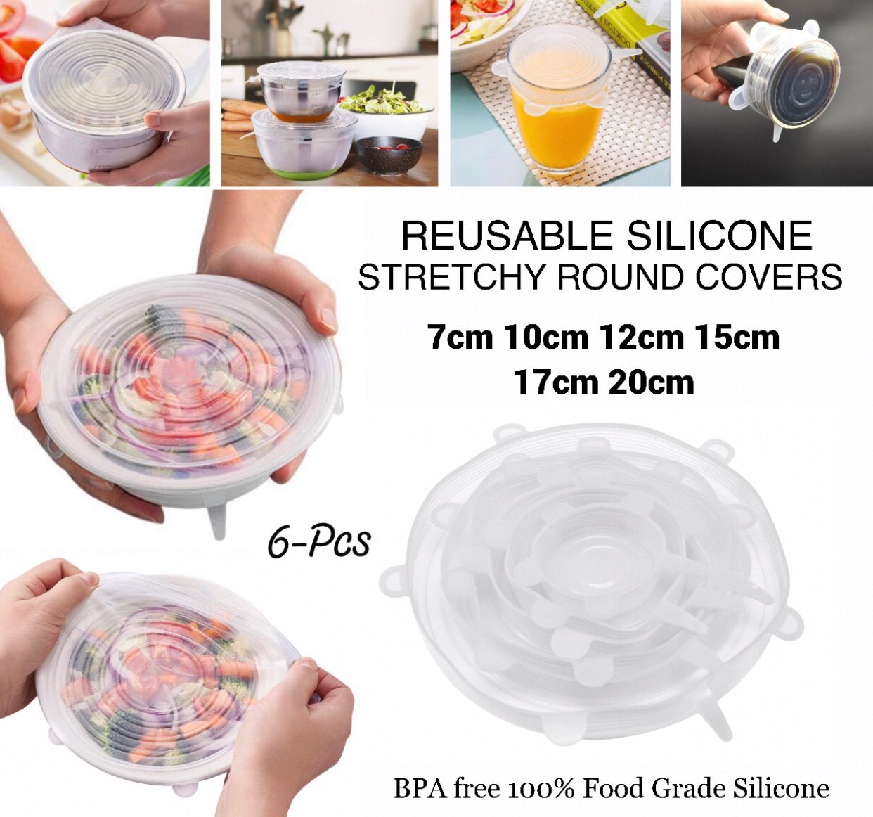 6-Pcs Silicone Lids