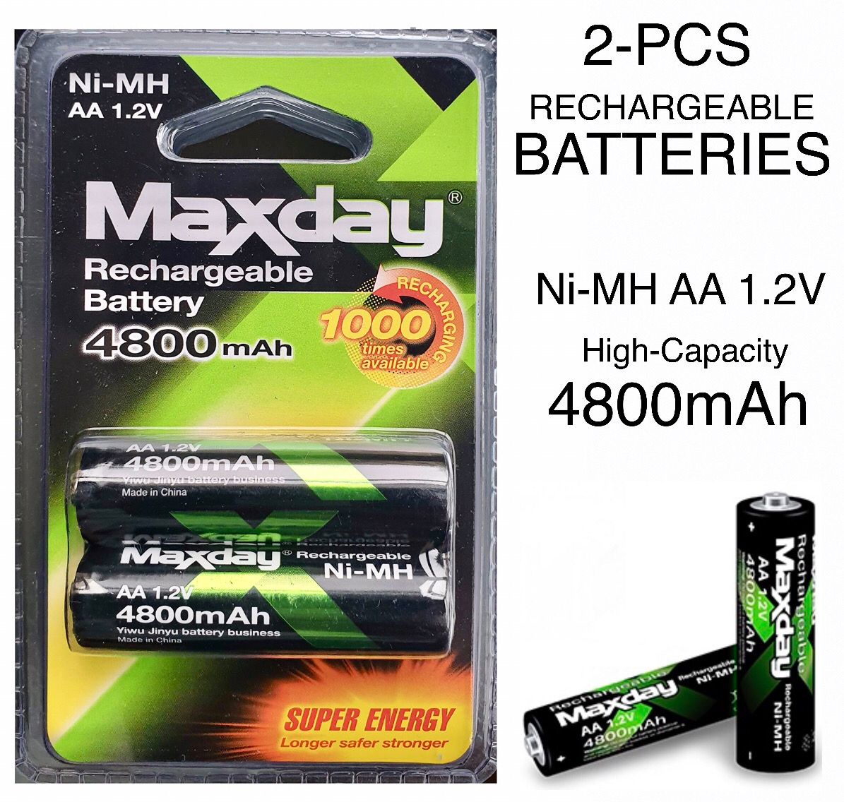 “Maxday” Rechargeable Batteries (AA)