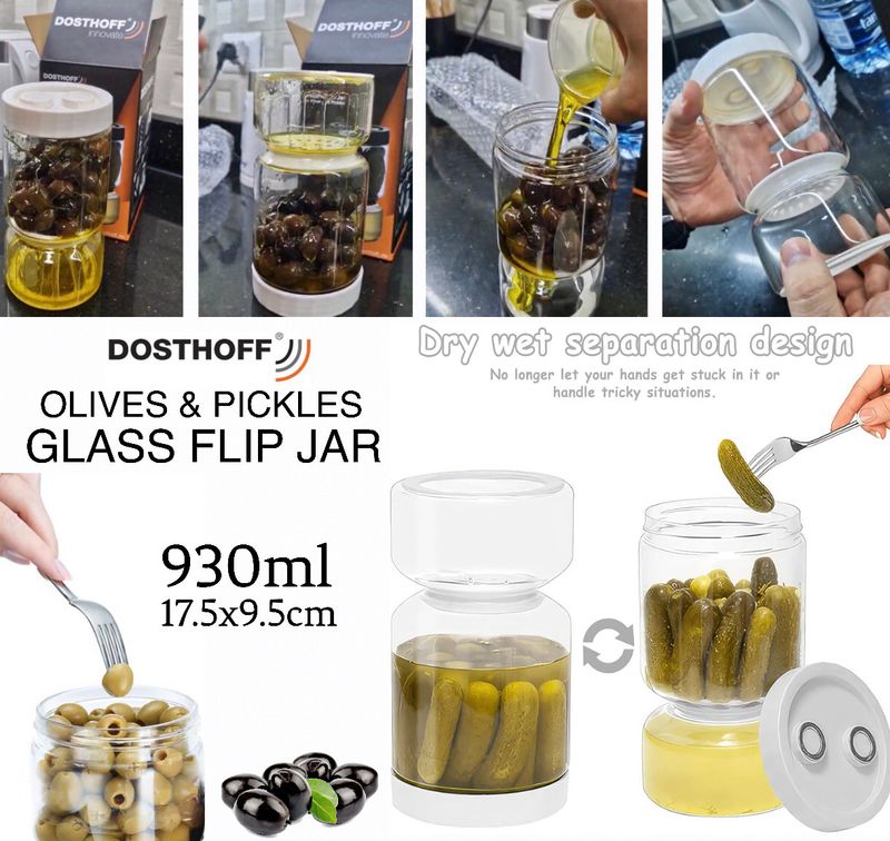 Olive Glass Flip Jar (Brown)