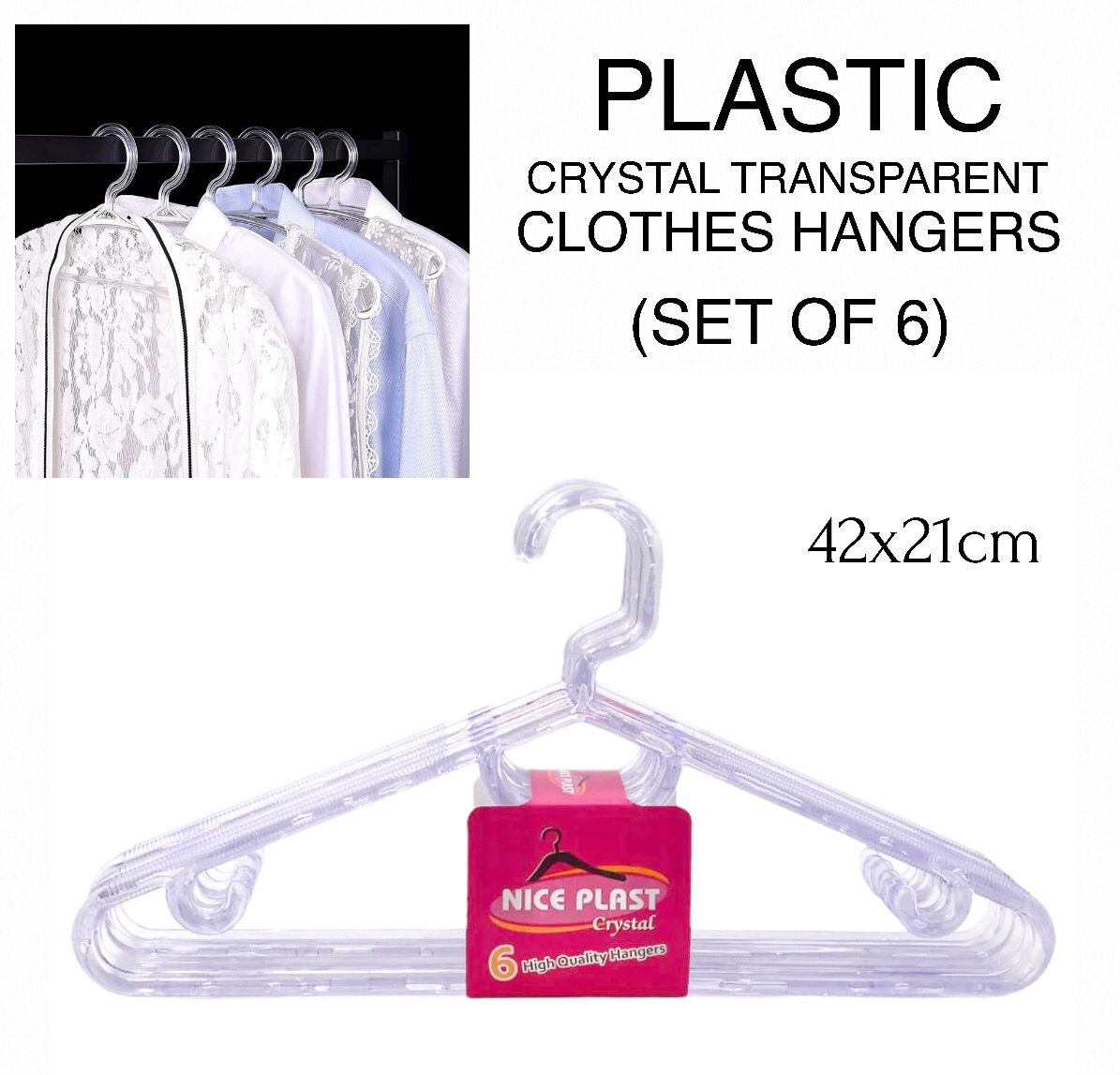 6 Transparent Hangers