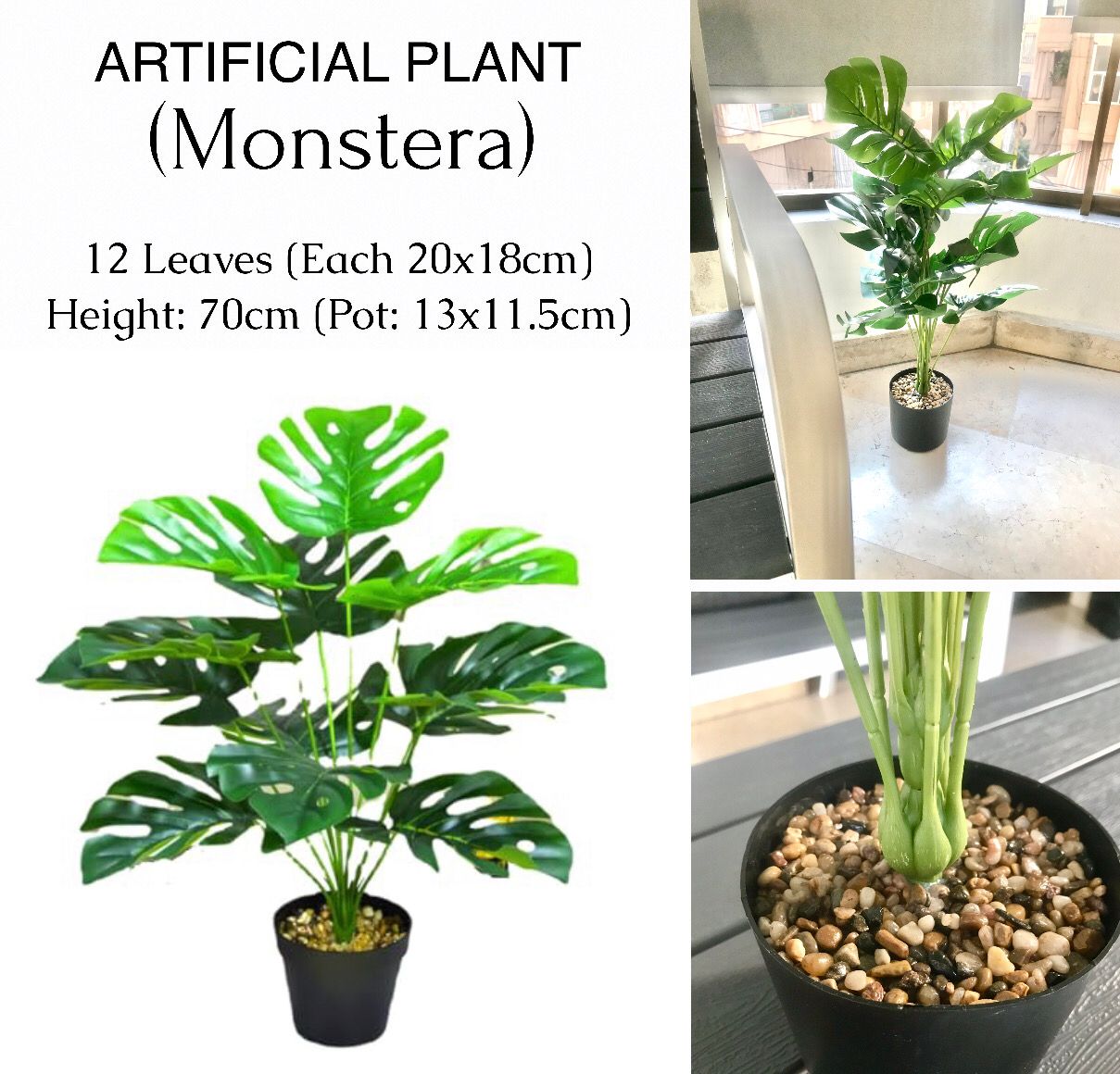 70cm Artificial Plant (Monstera)
