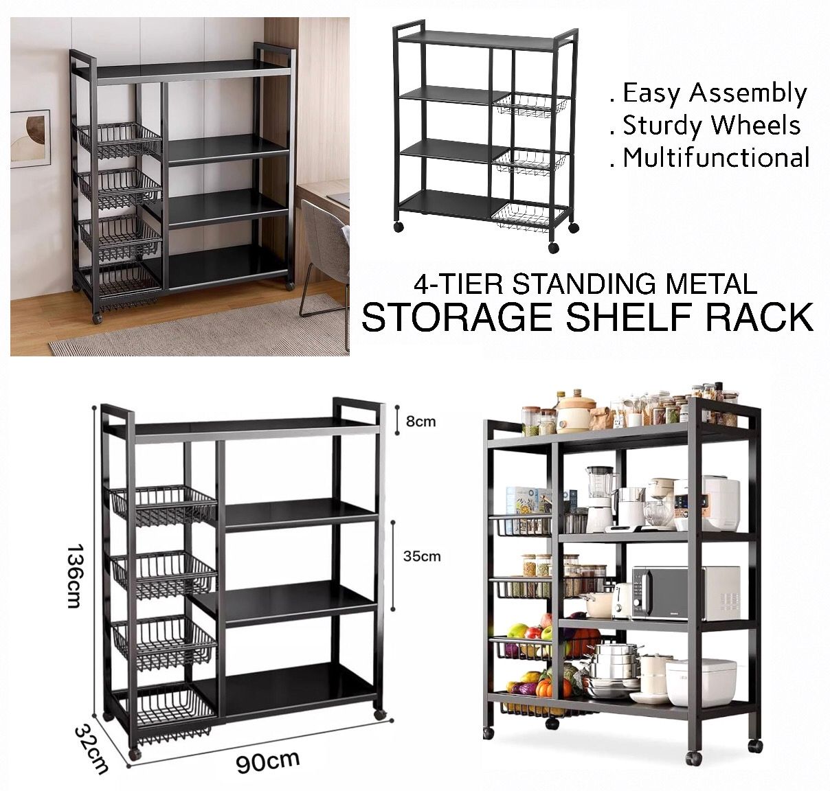 4-Tier Metal Shelves