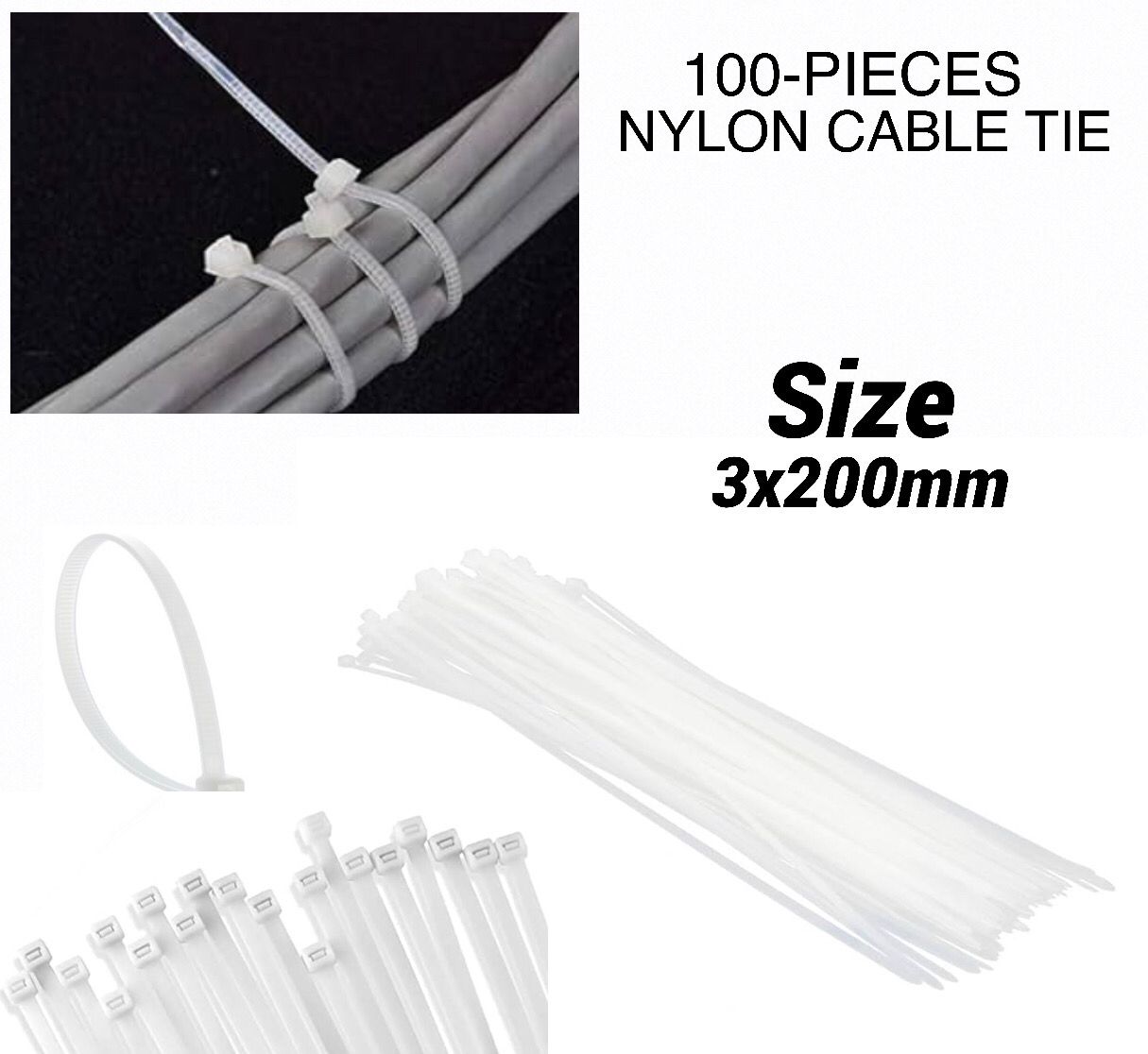 100pc Cable Tie (164-8)