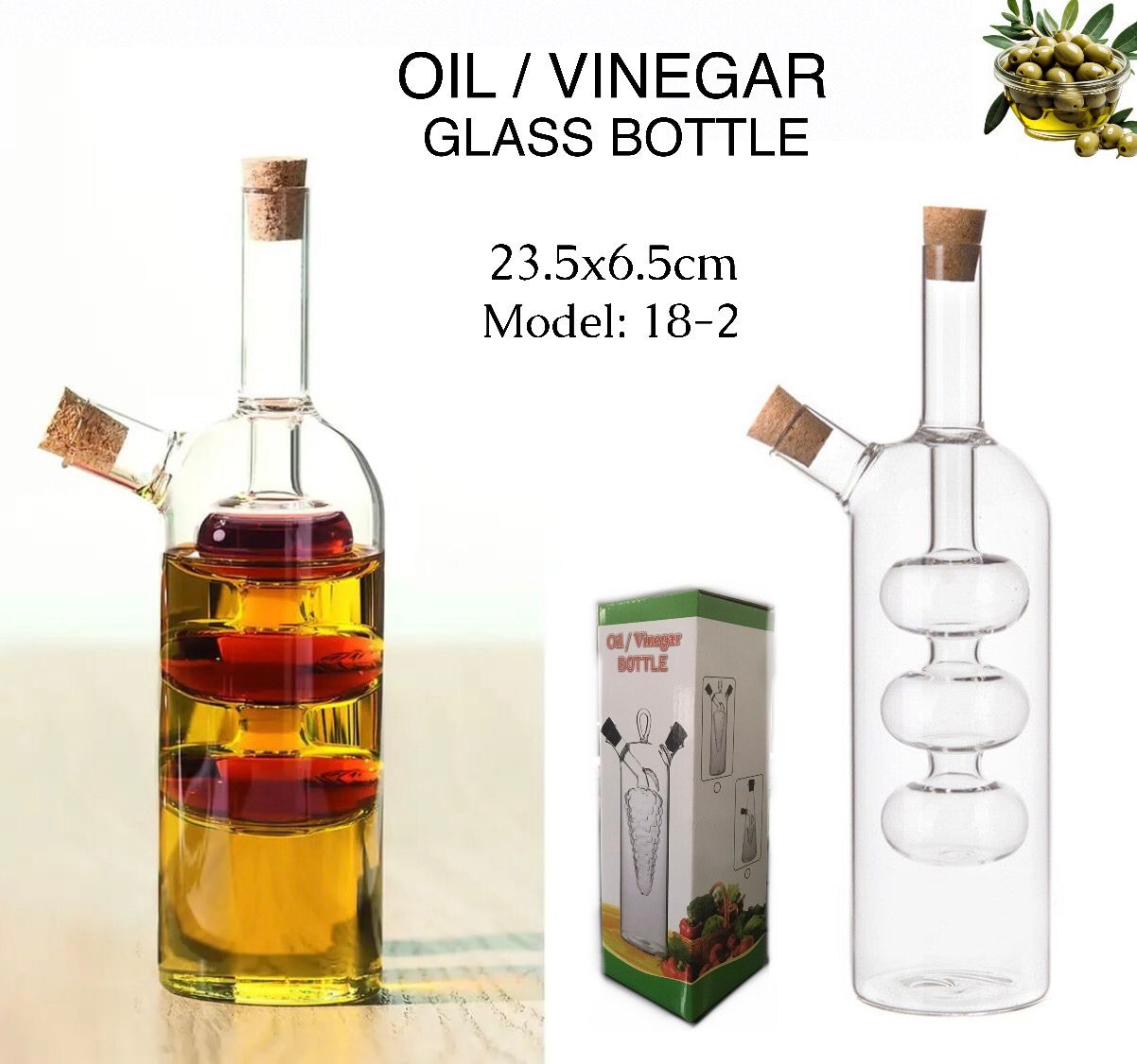 Oil/Vinegar Glass Bottle (18-2)