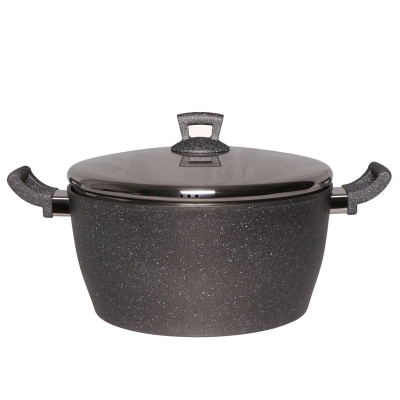 Phoenix Grey Marble Casserole Pot with SS Cover (Granite) - Per Piece