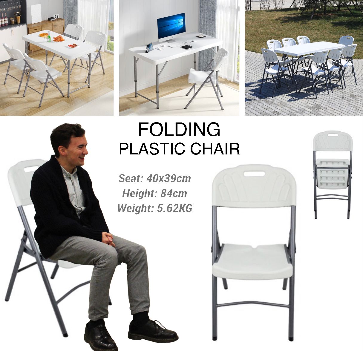 Folding Plastic Chair (Black)