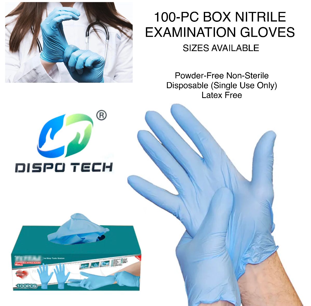 Blue Disposable Gloves (100-Pc)