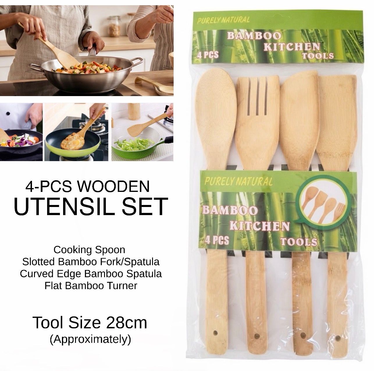 4-Pcs Wooden Utensils