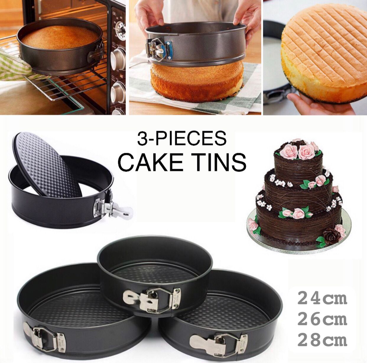 3-Pcs Cake Tins