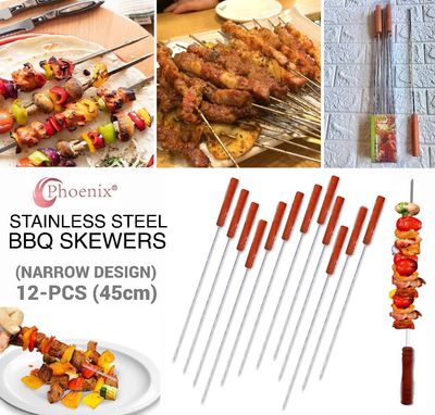 12-Pcs BBQ Skewers (Wooden Handle) 12-Pcs BBQ Skewers (Wooden Handle)