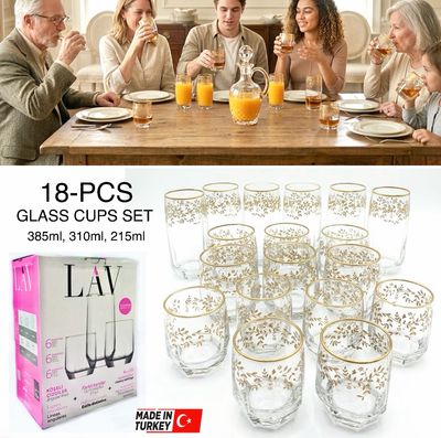 18-Pcs Glass Cups