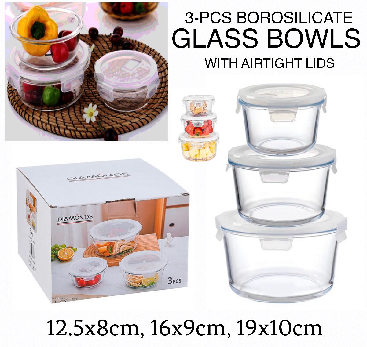 3-Pcs Glass Bowls (MA-647)