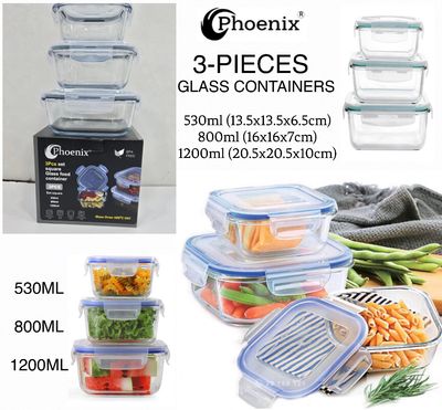 3-Pcs Glass Containers