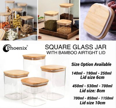 “Phoenix” Square Spice Glass Jar