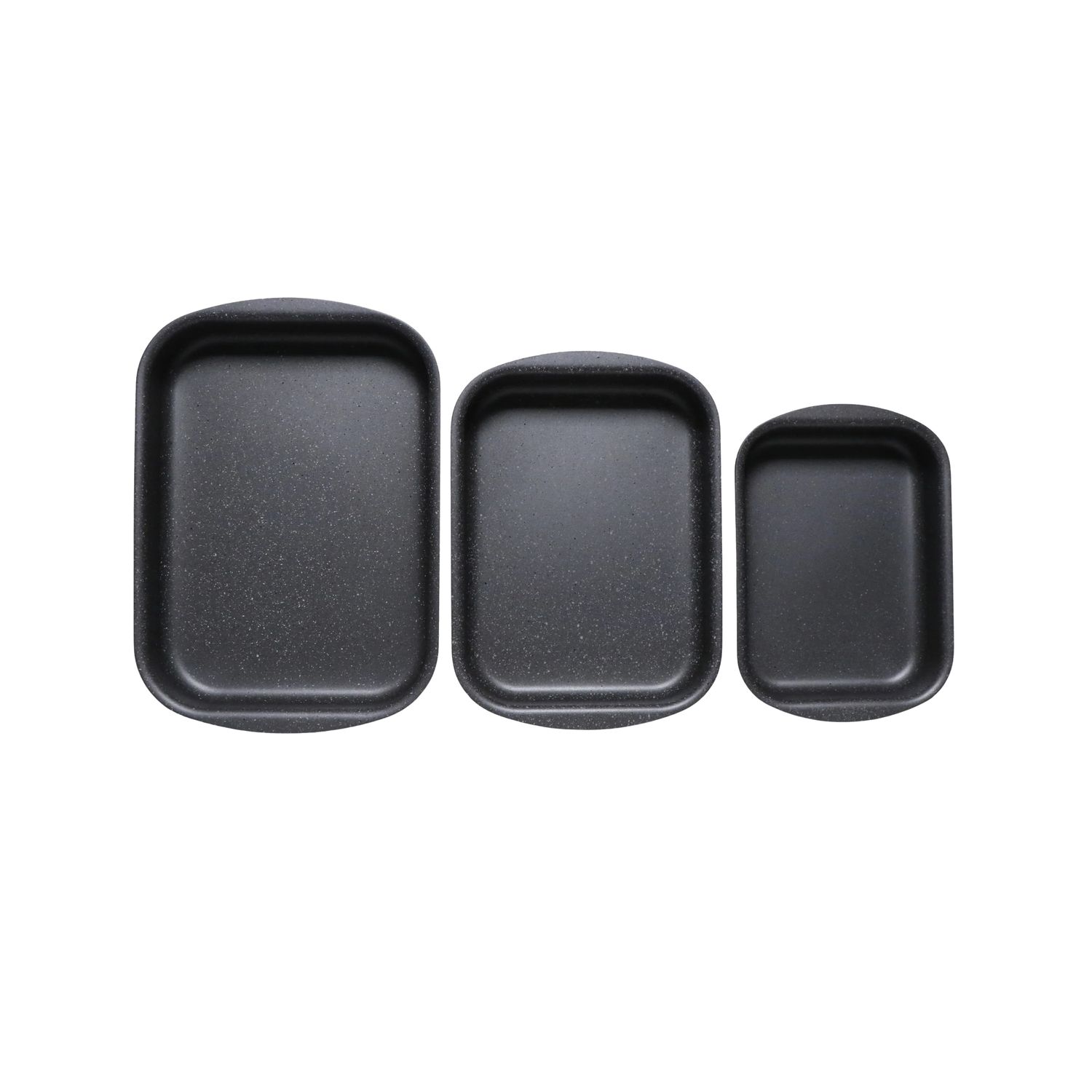 Phoenix 3 Pcs Rectangular Grey Marble Forged Baking Pans Set