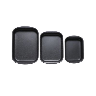 Phoenix 3 Pcs Rectangular Grey Marble Forged Baking Pans Set