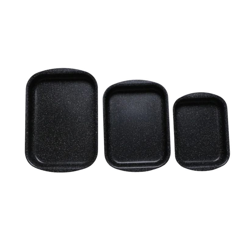 Phoenix 3 Pcs Rectangular Black Marble Forged Baking Pans Set
