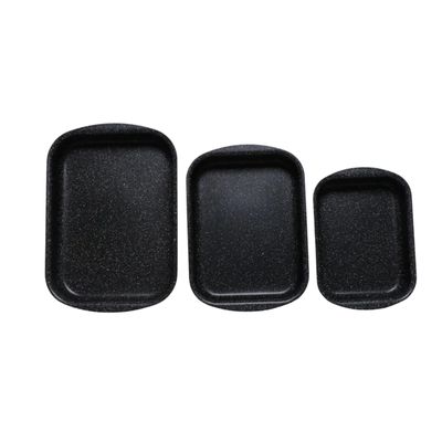 Phoenix 3 Pcs Rectangular Black Marble Forged Baking Pans Set