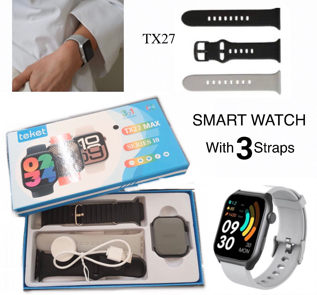 Smart Watch (3 Straps)