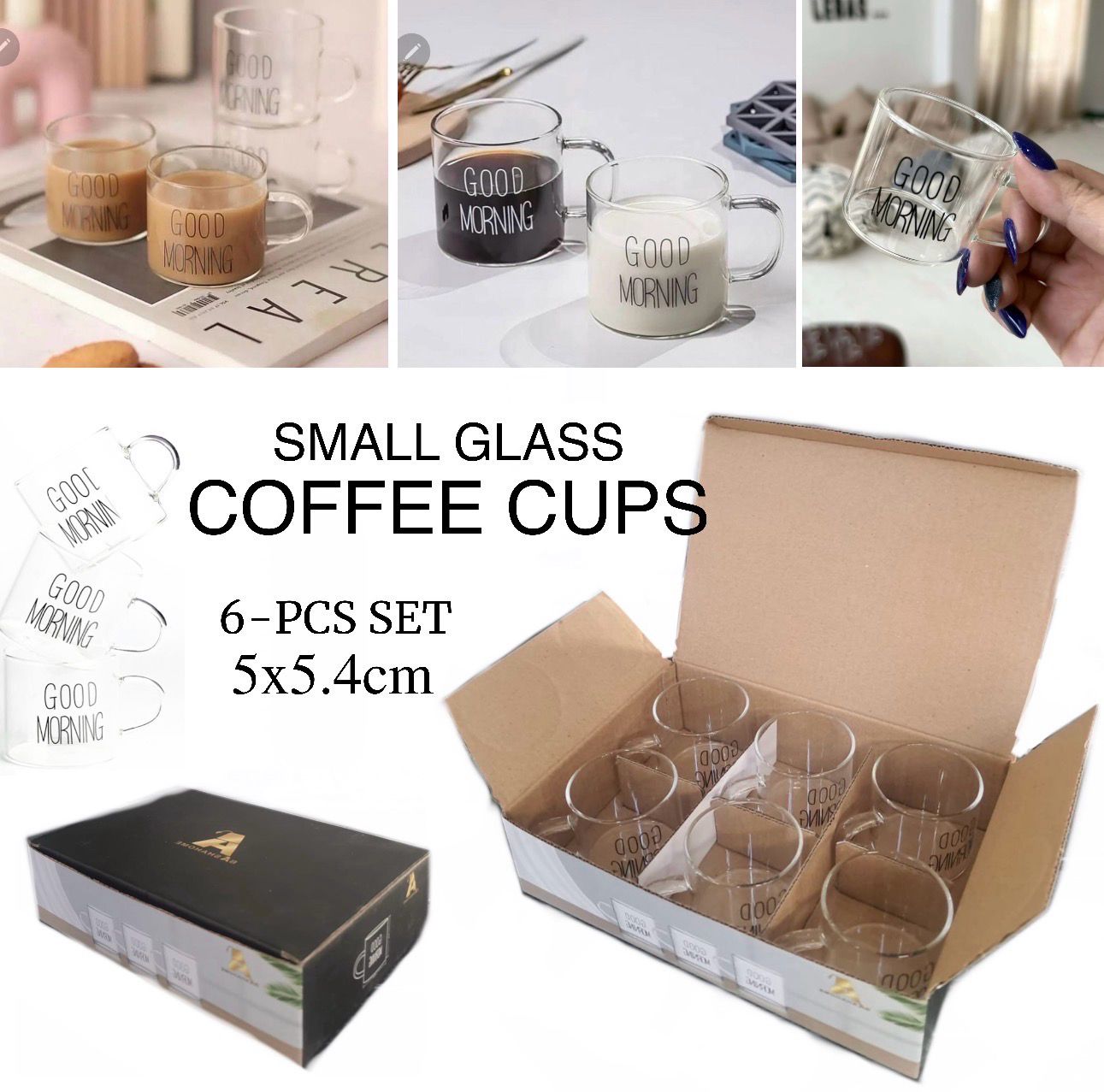 Coffee Cups x6 (Good Morning)