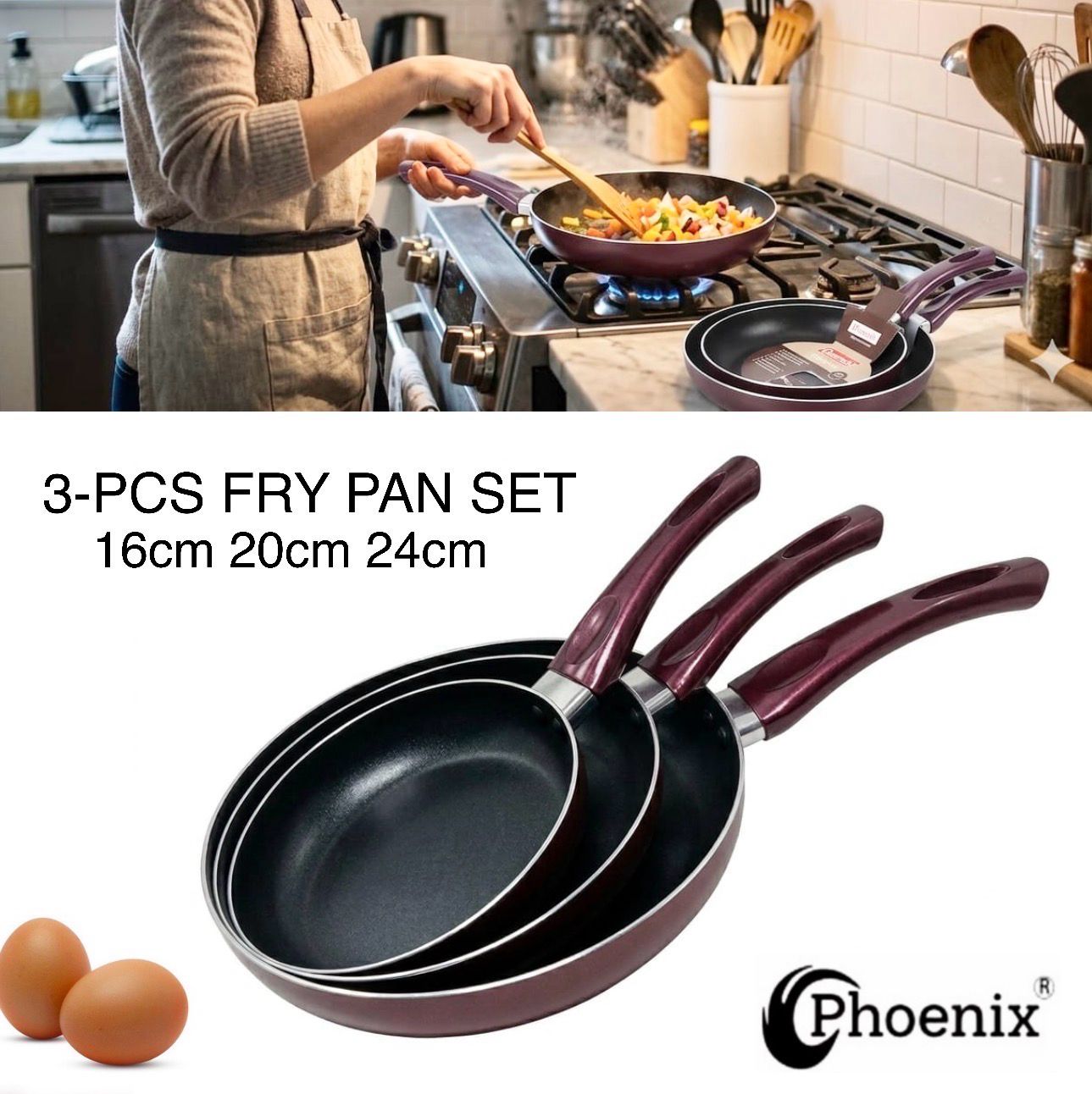 “Phoenix” 3-Pcs Frypans