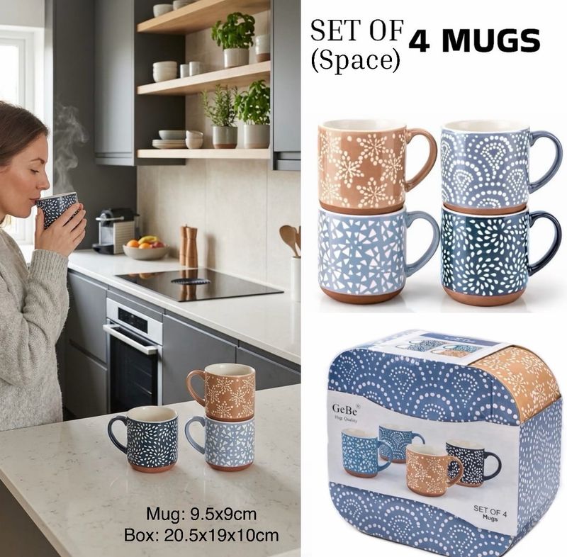 4 Mugs Set/ Space (ROS-2031)