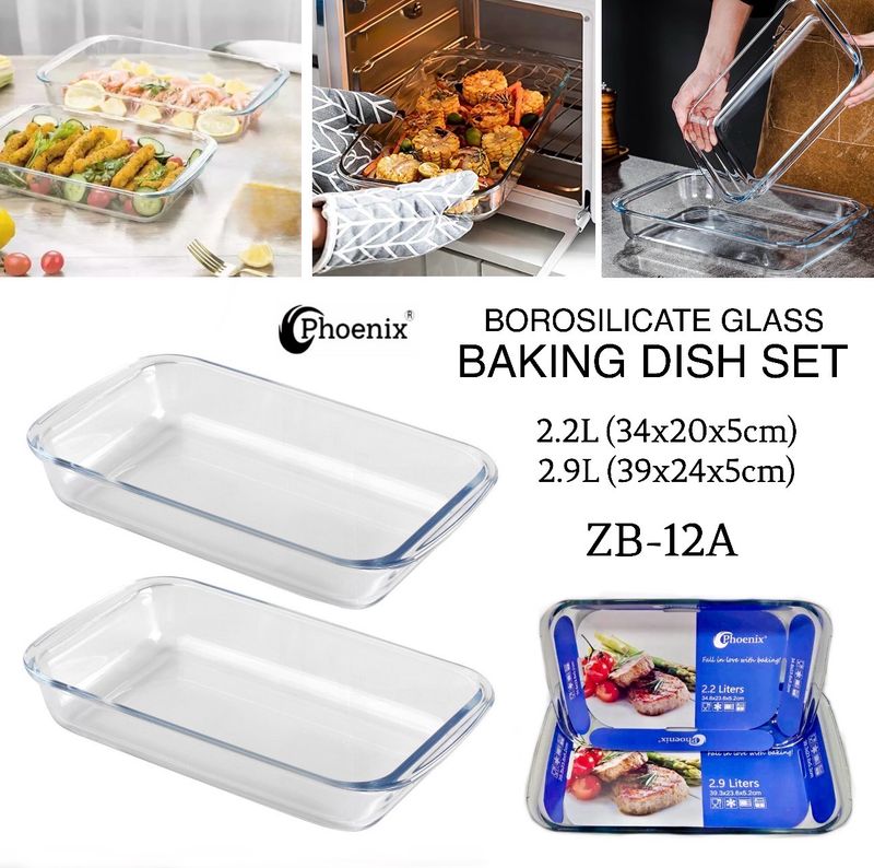 2-Pcs Rect. Glass Dishes (ZB-12A)