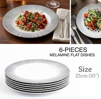 6-Pcs 10” Melamine Flat Dishes (BET-210)