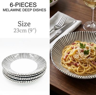 6-Pcs 9” Melamine Deep Dishes (BET-7254)