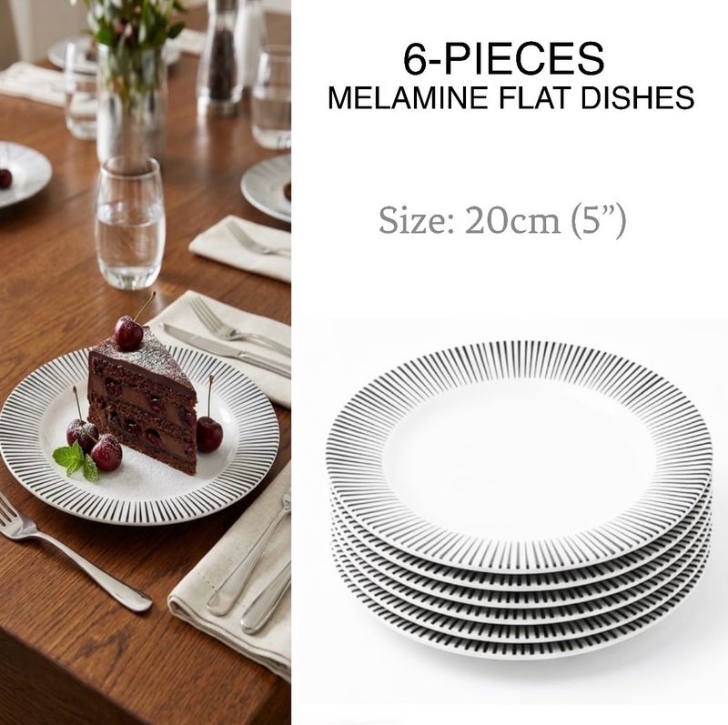 6-Pcs 8” Melamine Flat Dishes (BET-208)
