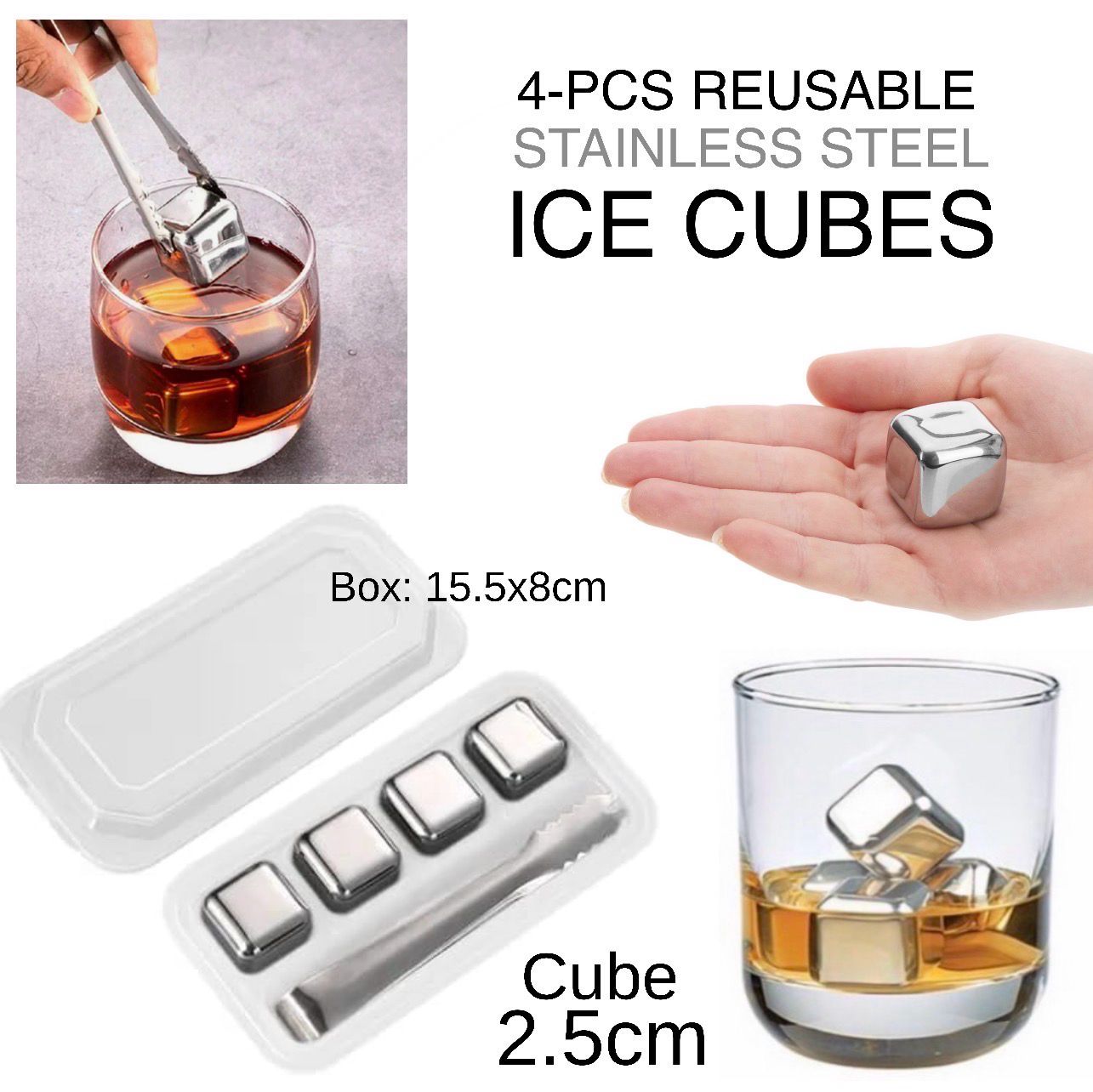 4-Pcs Metal Ice Cube