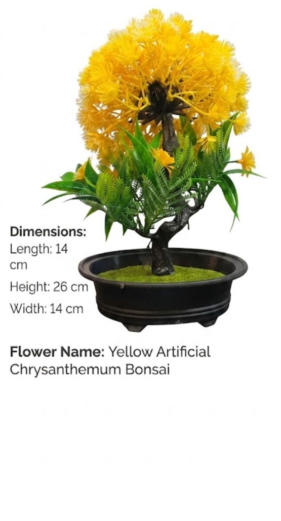 Yellow artifical chrysanthemum bonsai