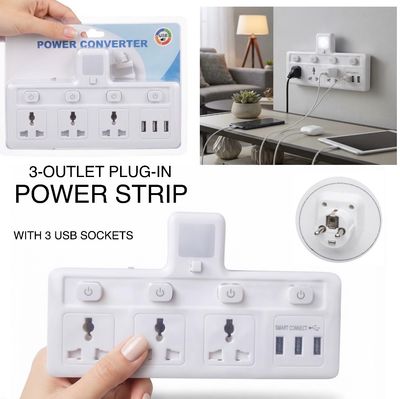3-Outlet Plug-In Power Strip