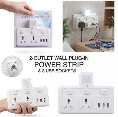 2-Outlet Plug-In Power Strip