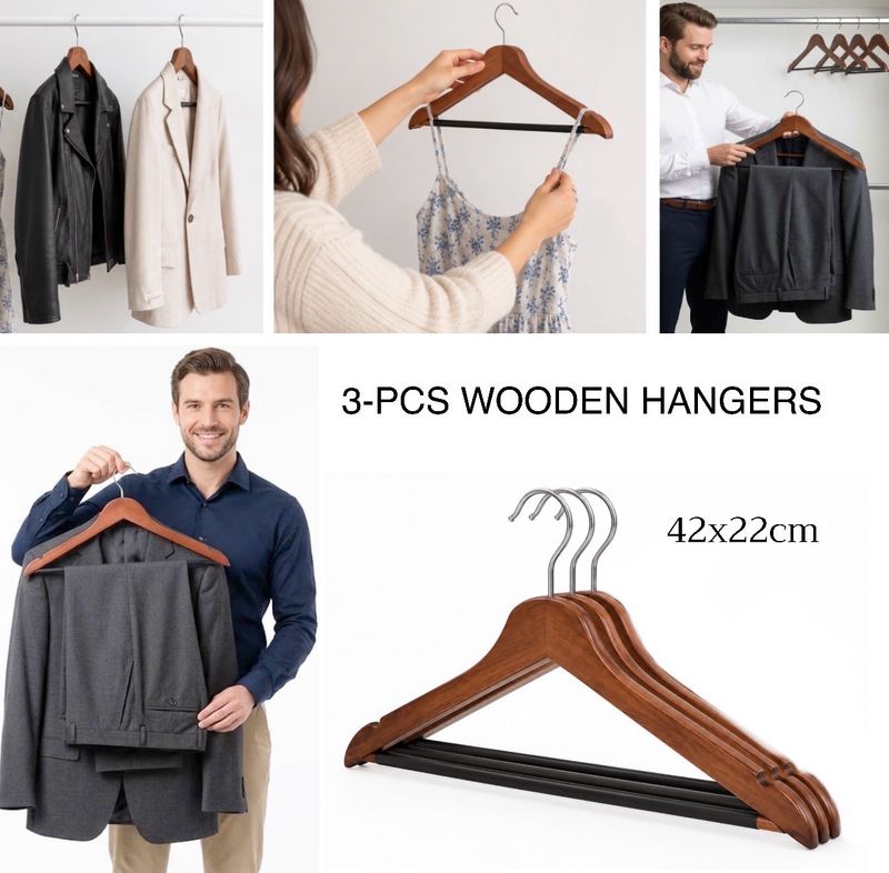 3-Pcs Wooden Hangers (V89-2)