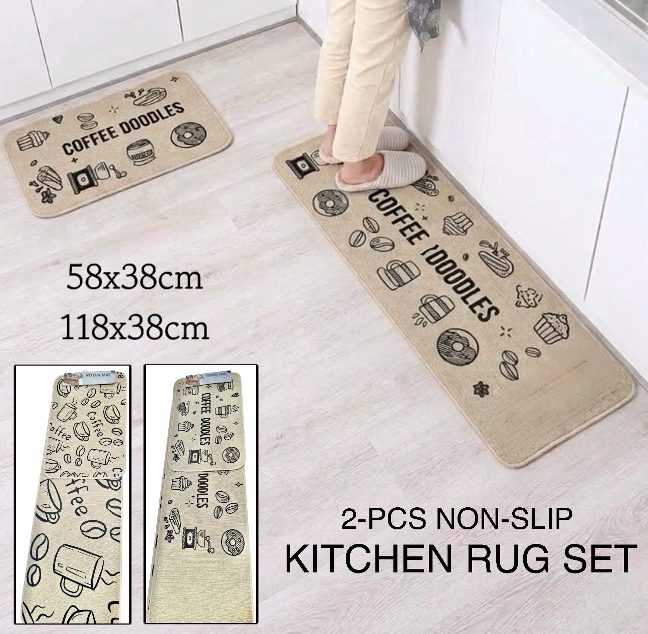 2-Pcs Kitchen Rugs