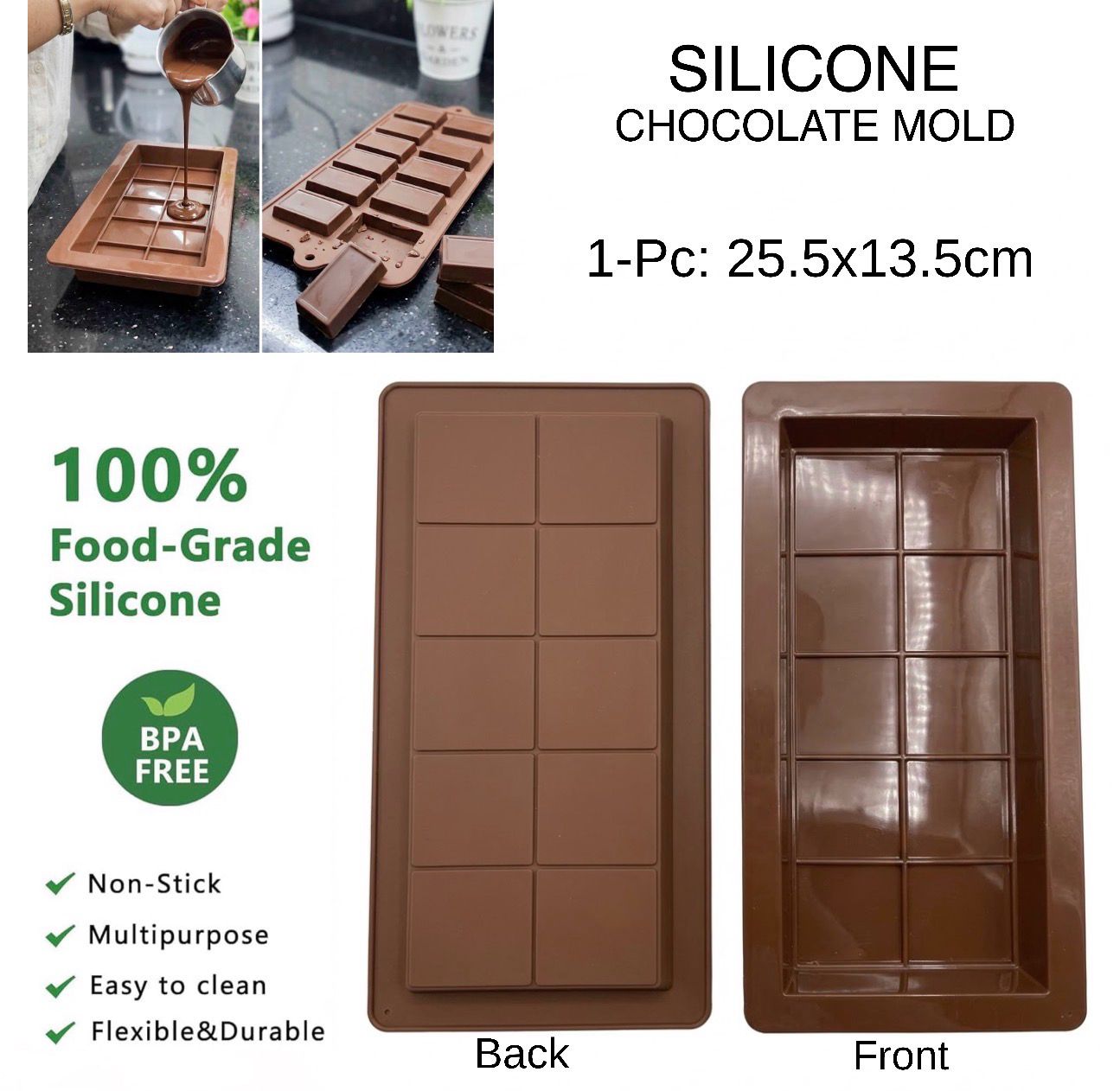 1-Pc Silicone Chocolate Mold (25.5x13.5cm)