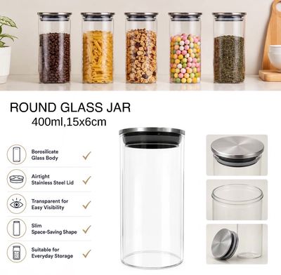 Thin Round Glass Jar (400ml)