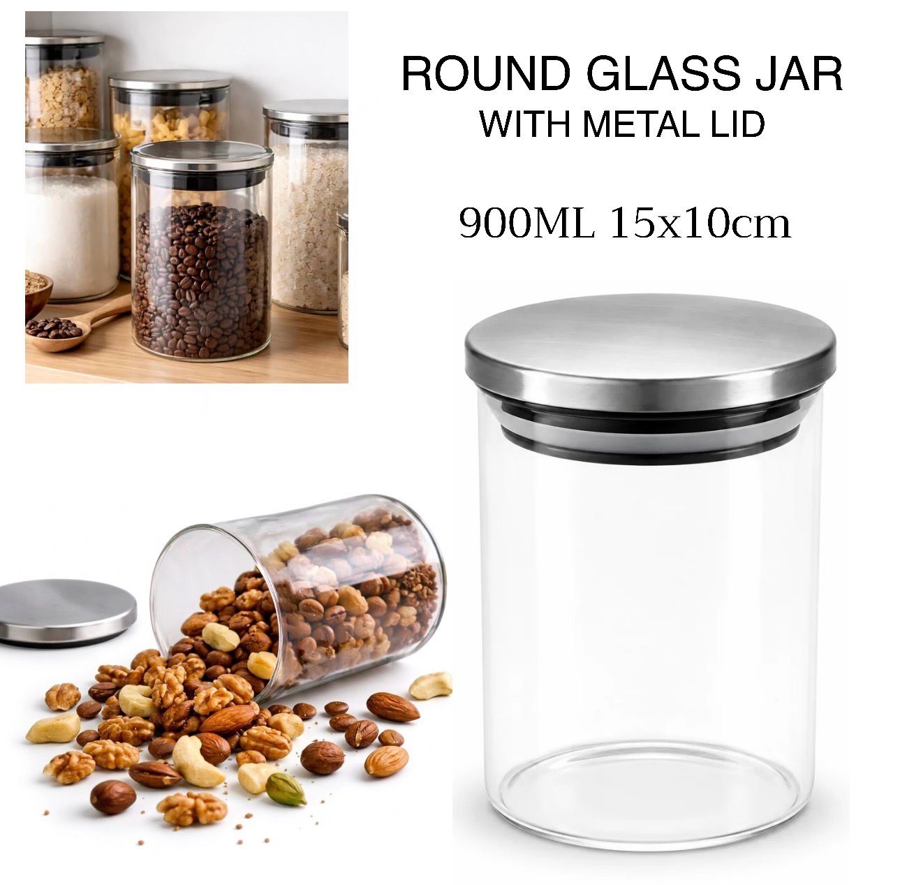 Round Glass Jar (900ml)