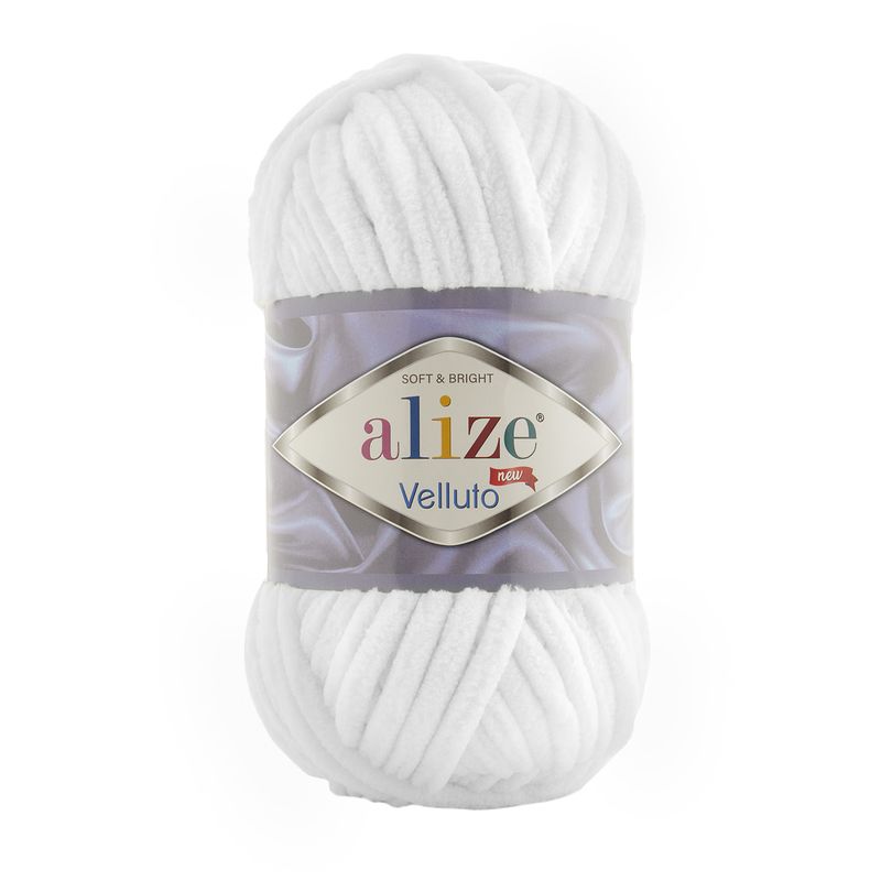 Wolle Chenille Garn ALIZE VELLUTO  55 Weiss