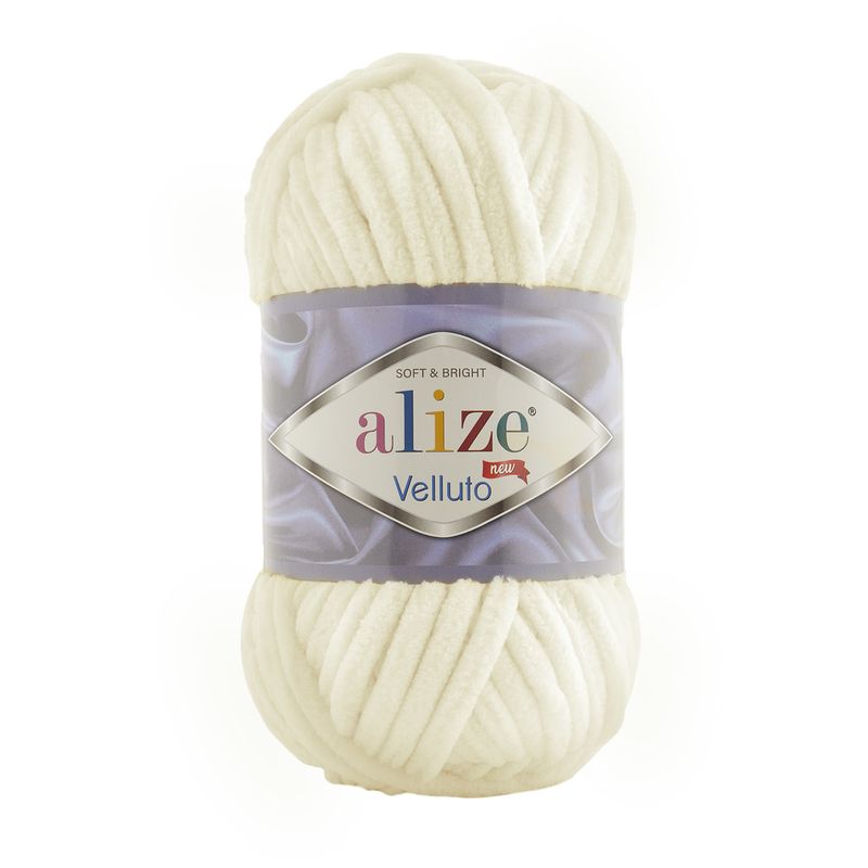 Wolle Chenille Garn ALIZE VELLUTO  62 Helle Kreme