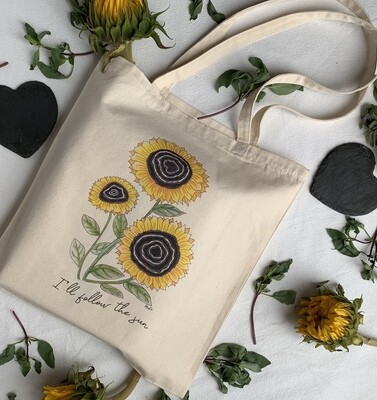 Sunflower cheer - Illustrated tote bag