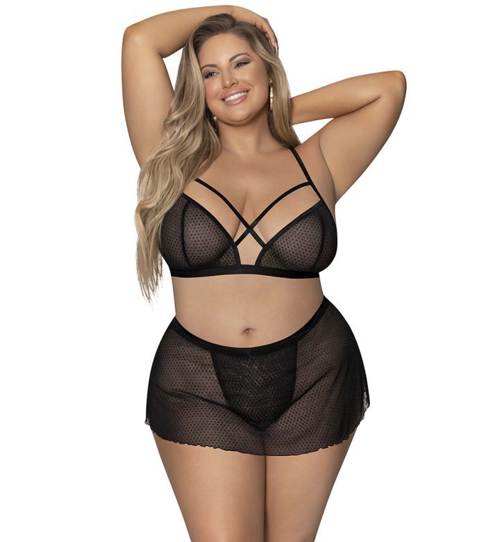 Magic Silk Strappy Bralette W/Flirty Thong Skirt