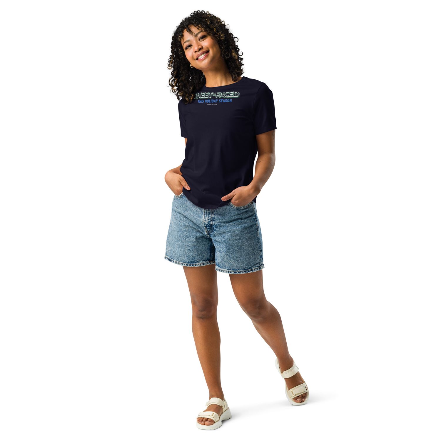 Get Sheet Faced This Holiday Season -  Blue &amp; Silver Women&#39;s Relaxed T-Shirt